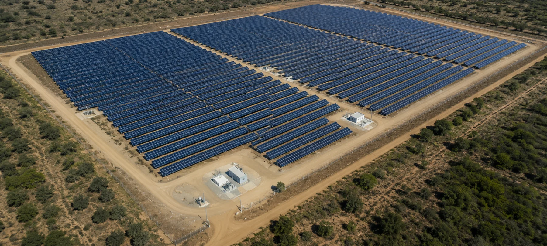Planta fotovoltaica vista desde el aire.